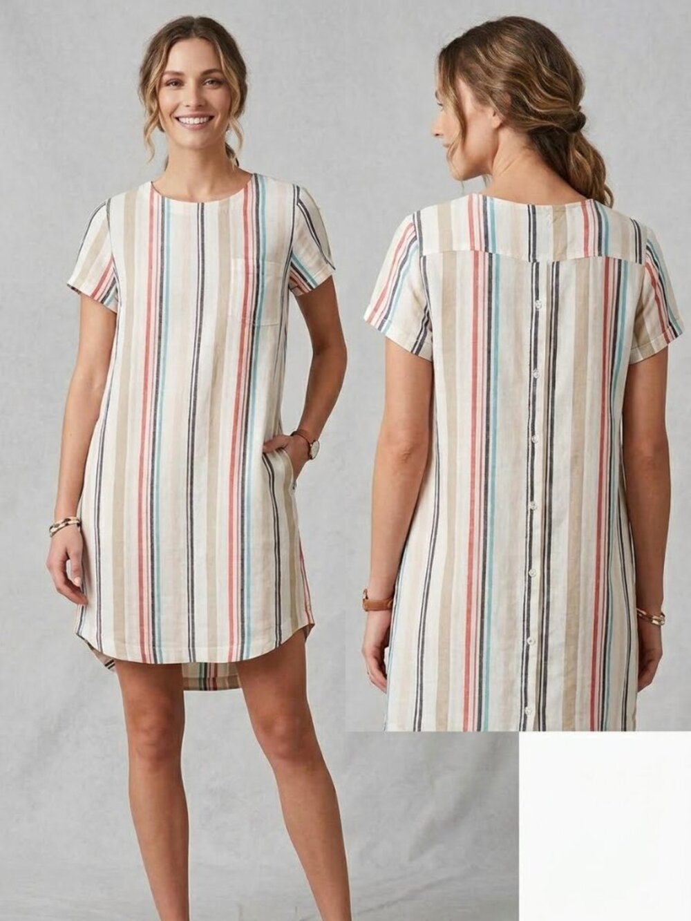 Cloth & Stone multicolor striped shift dress, size S